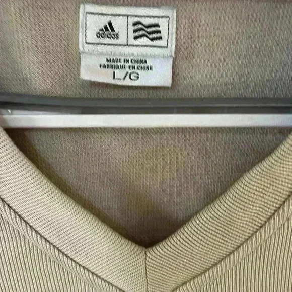 Adidas Golf Men’s Vest, size Large, tan color with Adidas White Stripes on side - Picture 3 of 6